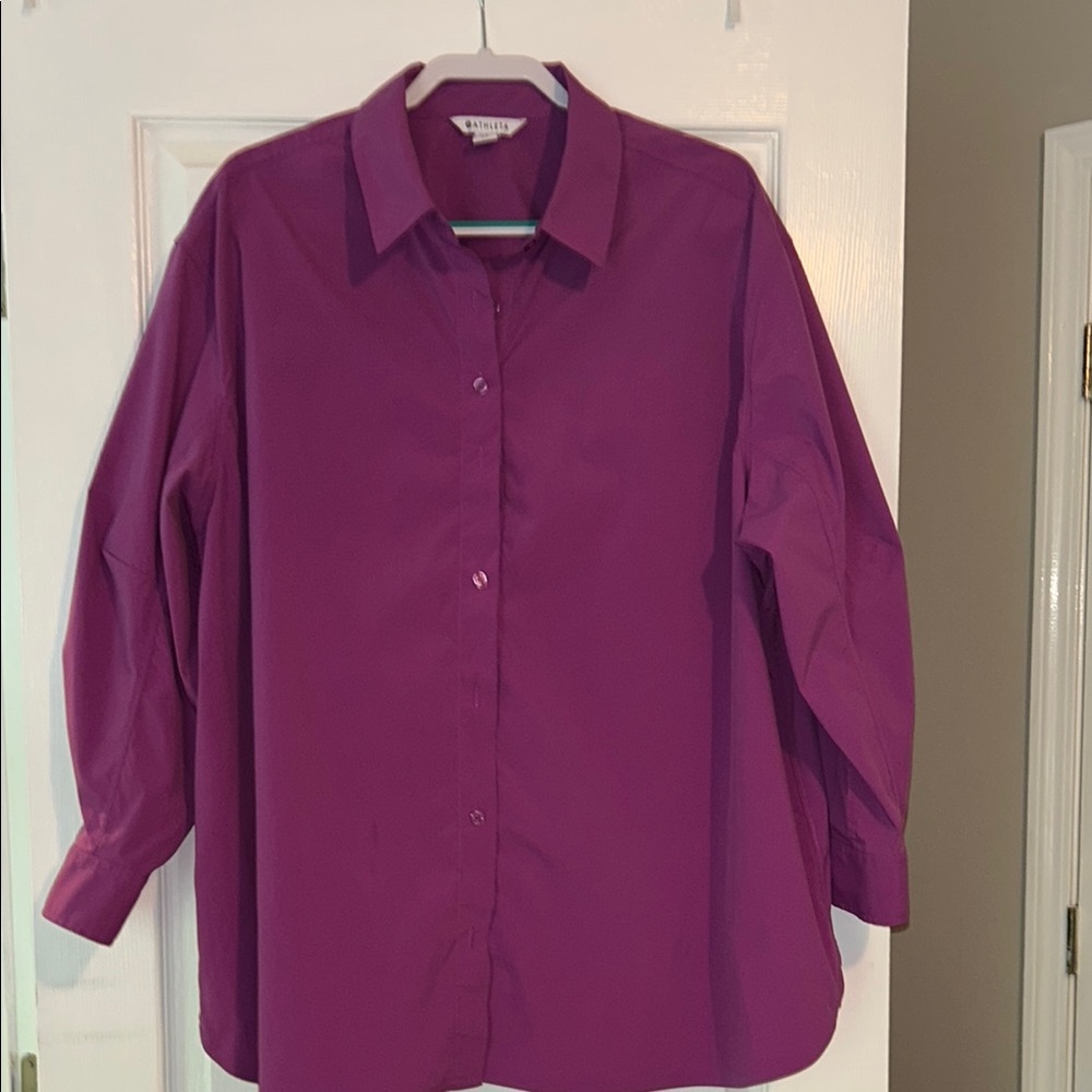 ATHLETA Poplin Top Plus 2X - Purple/Magenta